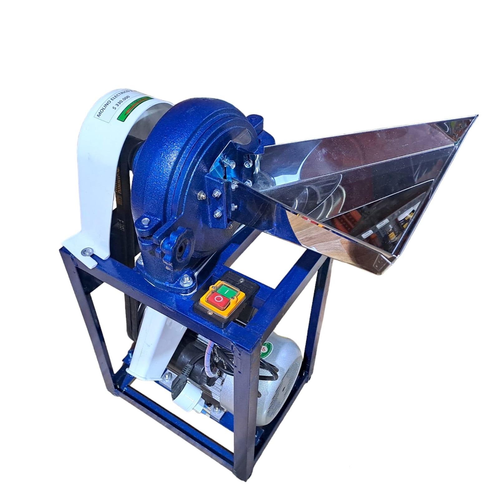 MOLINO 2.200 KW 3 HP 100 A 120 KG HORA CON BOTON DE ENCENDIDO Y APAGADO