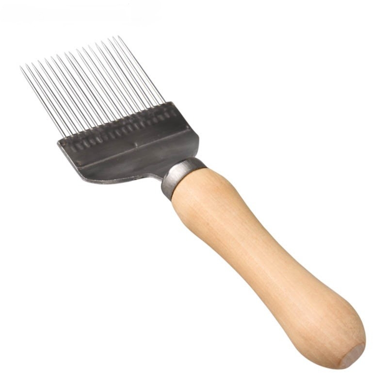 DESOPERCULADOR RASQUETA MANGO DE MADERA ACERO INOX 17 DIENTES N° 4