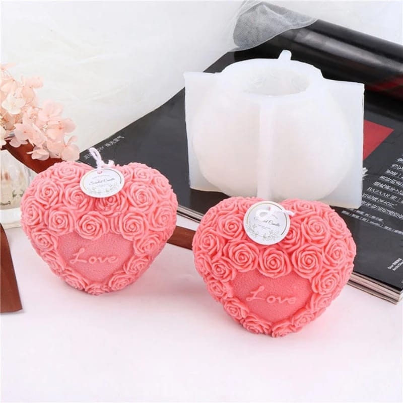 MOLDE SILICONA ROSAS DE CORAZON